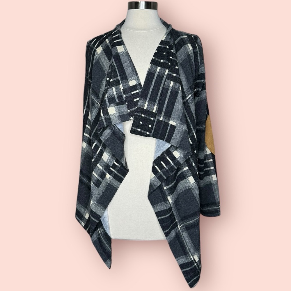 12PM BY MON AMI OPEN PLAID CARDIGAN